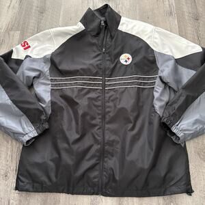 Reebok Pittsburgh Steelers NFL Team Windbreaker Men Large Black Colorblock Jacke